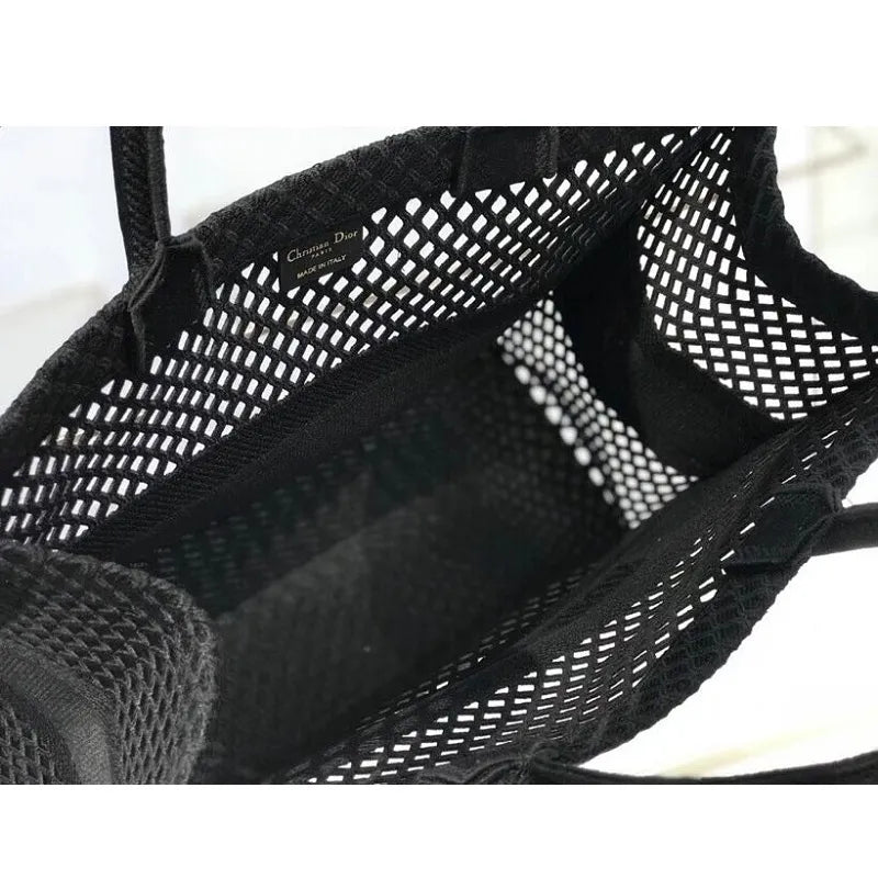 BOLSA DIOR BOOK TOTE BLACK MESH EMBROIDERED
