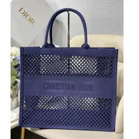 BOLSA DIOR BOOK TOTE BLACK MESH EMBROIDERED