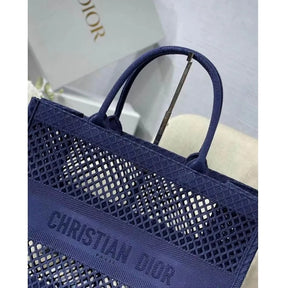 BOLSA DIOR BOOK TOTE BLACK MESH EMBROIDERED