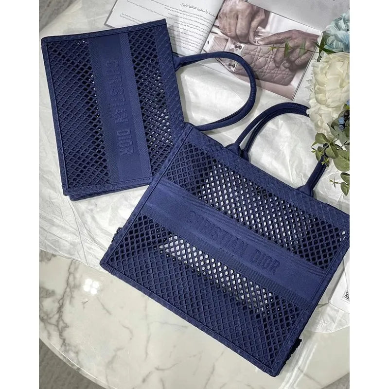 BOLSA DIOR BOOK TOTE BLACK MESH EMBROIDERED