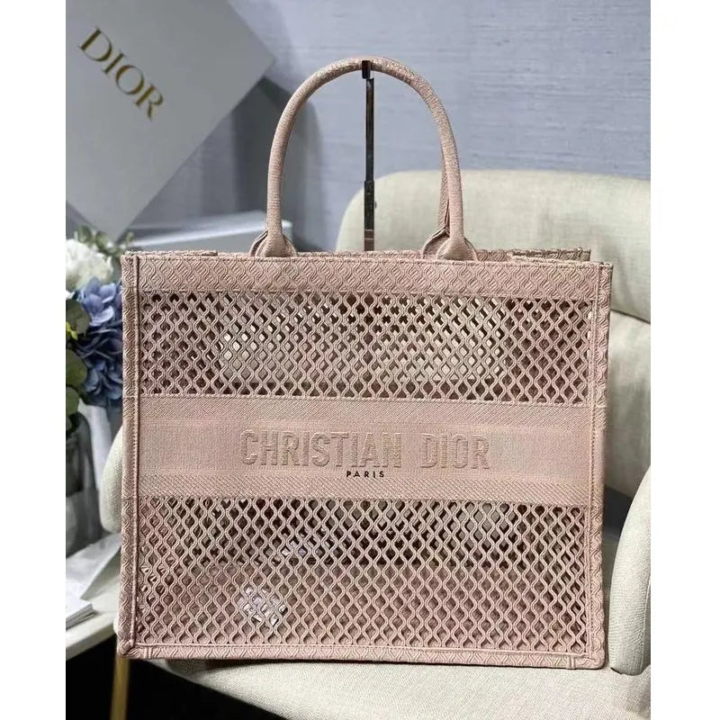BOLSA DIOR BOOK TOTE BLACK MESH EMBROIDERED