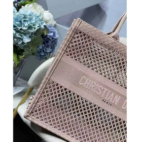 BOLSA DIOR BOOK TOTE BLACK MESH EMBROIDERED