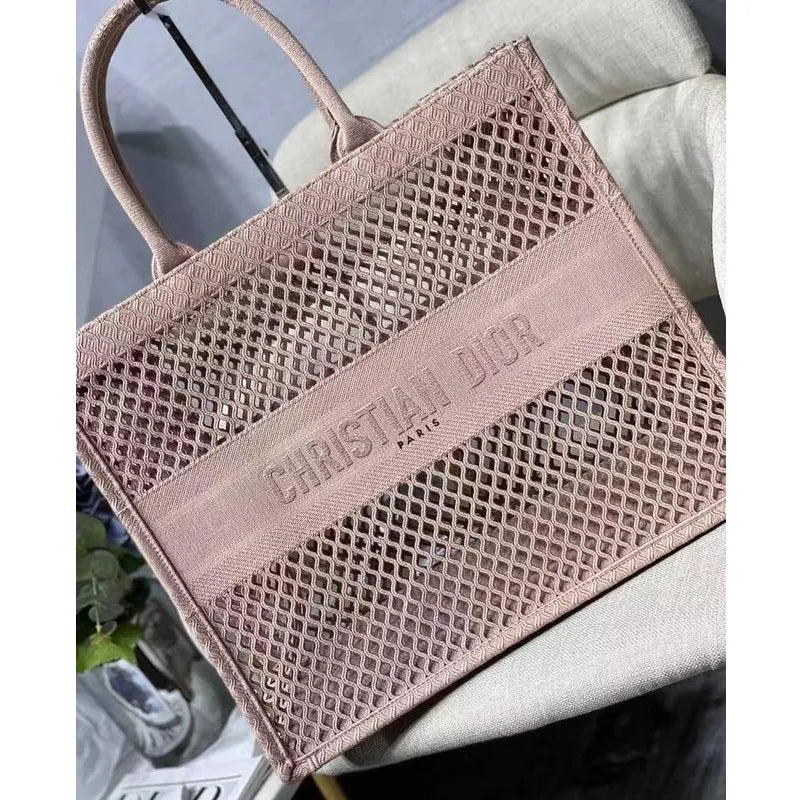 BOLSA DIOR BOOK TOTE BLACK MESH EMBROIDERED