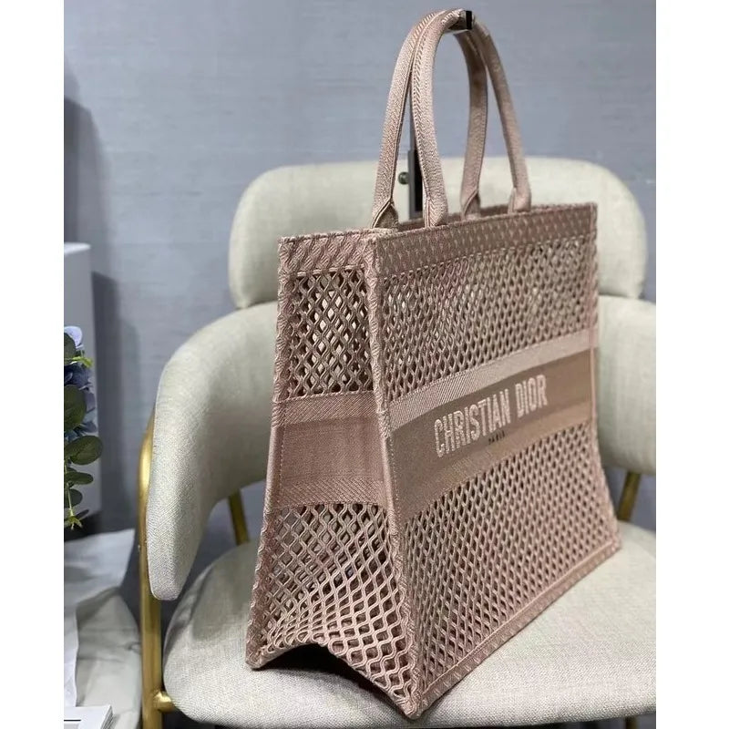 BOLSA DIOR BOOK TOTE BLACK MESH EMBROIDERED