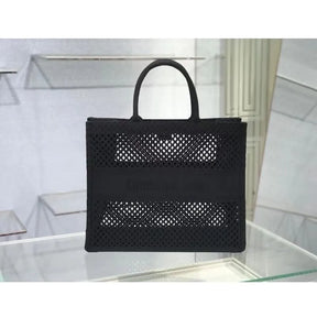 BOLSA DIOR BOOK TOTE BLACK MESH EMBROIDERED