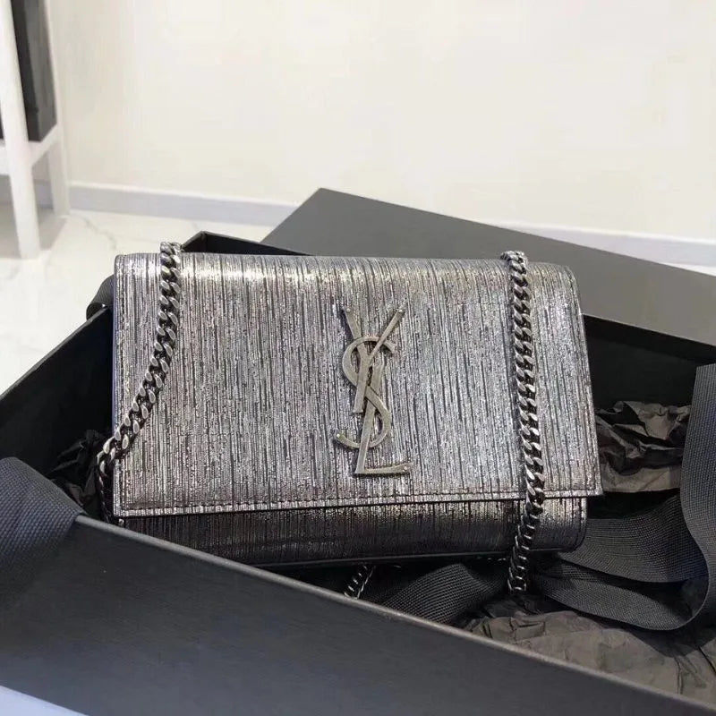 BOLSA YSL KATE SILVER WIRE CROC - EMBOSSED LEATHER 474366