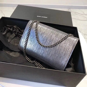 BOLSA YSL KATE SILVER WIRE CROC - EMBOSSED LEATHER 474366