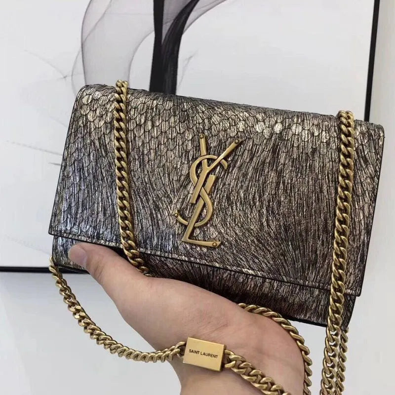 BOLSA YSL KATE SNAKE LEATHER CROC - EMBOSSED
