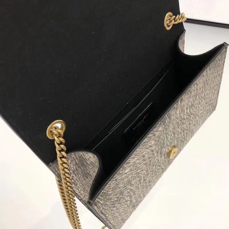 BOLSA YSL KATE SNAKE LEATHER CROC - EMBOSSED