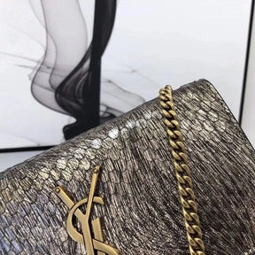 BOLSA YSL KATE SNAKE LEATHER CROC - EMBOSSED