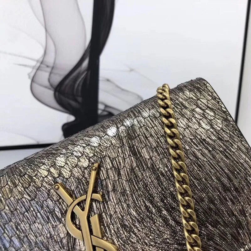 BOLSA YSL KATE SNAKE LEATHER CROC - EMBOSSED