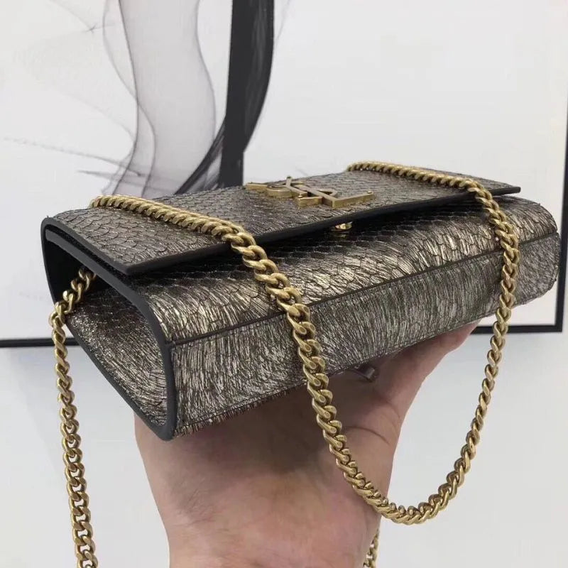 BOLSA YSL KATE SNAKE LEATHER CROC - EMBOSSED